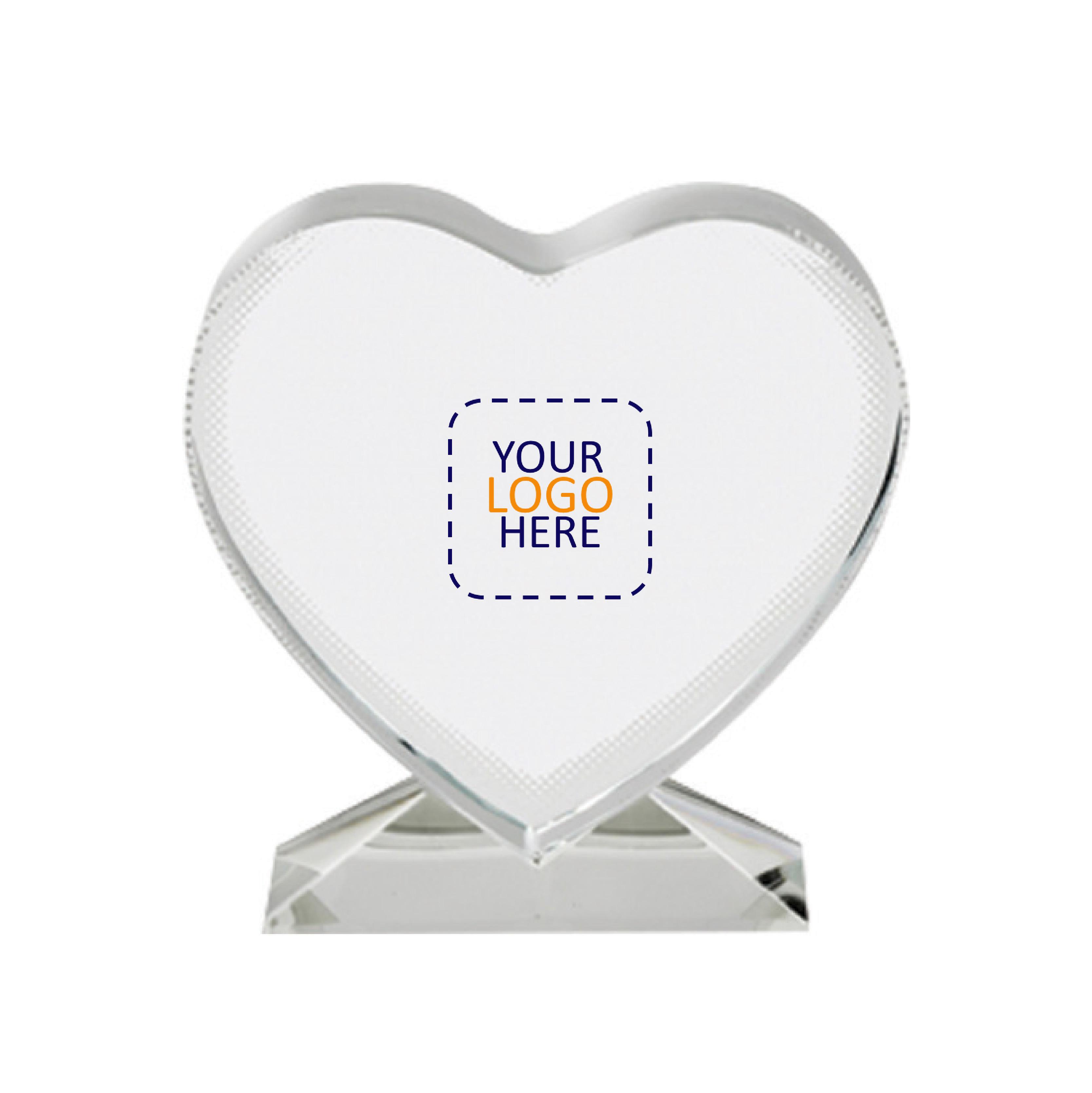 80x100 Heart Shaped Photo Crystal with Logo